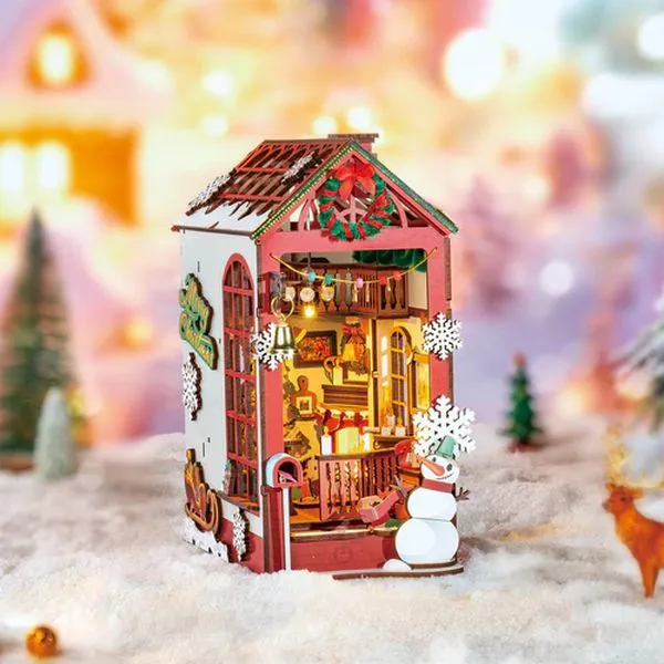 Book Nook Kerst Book Nook - Miniatuur 3D Decoratie Voor Tussen Je Boeken, Kerstthema Zelf Maken