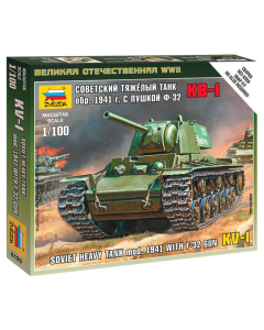 1/100 Soviet KV-1 Heavy Tank with F-32 Gun (1941), snap fit "Art of Tactic" Zvezda 6190