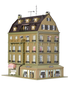 H0 Café met interieur en led-verlichting, functionele kit Vollmer 43783