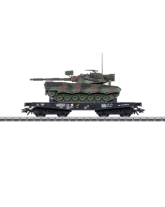 Marklin 48879 H0 DB Zwaarlast platte wagon Rlmmps met Leopard 1A1 Tank Deutsche Bundeswehr