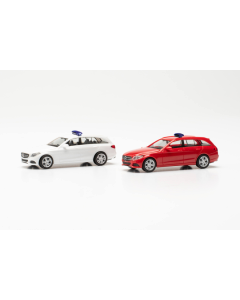 H0 Mercedes-Benz C-Klasse Kombi met Zwaailichten (Minikit), 2 stuks (wit en rood) - Herpa 013284-003 Herpa 013284003