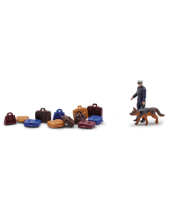 H0 Actieset: Politie met Duitse herdershond en bagage Busch 79872