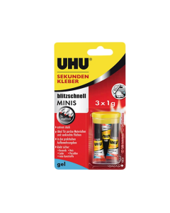 UHU Secondenlijm mini's, 3x 1 gram UHU Lijmen 45370