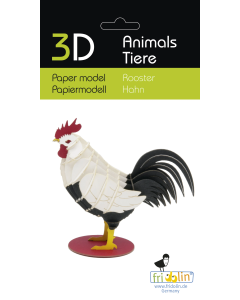 3D-model, kleurrijke haan, lasergesneden speciaal bewerkt karton Fridolin 11731