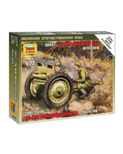 1/72 Soviet 76-mm Infantry Gun with Crew, snap fit "Art of Tactic" Zvezda 6145