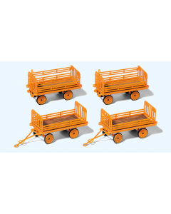 H0 DB Aanhangers voor Elektrokarren oranje, tijdperk III 4 stuks (bouwpakket) Preiser 17128