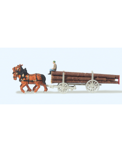 N Houtwagen met paarden Preiser 79477
