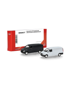 H0 Mercedes Benz Vito Zwart en Wit, 2 stuks (Minikit) Herpa 014243