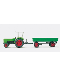 H0 Traktor met aanhanger Preiser 17914