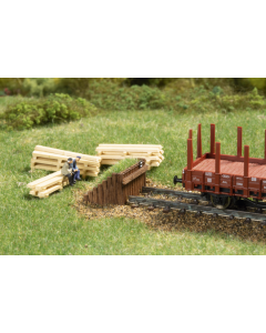 N Buffer of stootblok, hout / Prellbock Holz Auhagen 44655