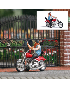H0 Amerikaanse motor met biker Busch 7861