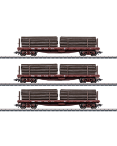 H0 WM Set Platte Houttransportwagens 40-ft (US), 3-delig Marklin 45600
