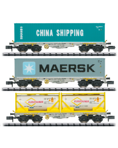 N Containerdraagwagen Sgmmns 190 met lading Trix 18703
