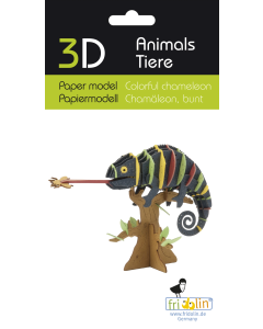 3D-model, kameleon, kleurrijk, lasergesneden speciaal bewerkt karton Fridolin 11738