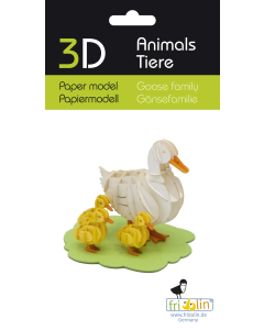 3D-model, ganzenfamilie, lasergesneden speciaal bewerkt karton Fridolin 11739