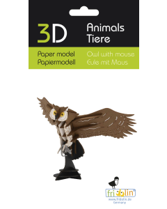 3D-model, uil met muis, lasergesneden speciaal bewerkt karton Fridolin 11753