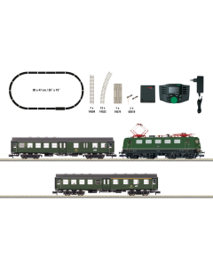 Minitrix 11166 N DB Digitale Startset Elektrische Locomotief BR141 met twee passagiersrijtuigen 3-delig, digitaal (mfx) sound