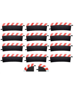 132/24 Slipstroken Buitenrand Bocht R4 15°, 12 stuks + 2 eindstukken Carrera 20568
