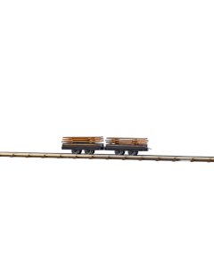 H0f Goederenwagens met lading planken, 2 stuks (veldbaan) Busch 12218