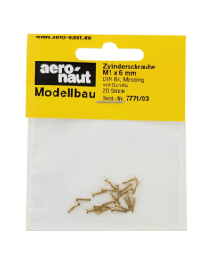 Cilinderschroef M1 x 6 sleufkop (messing), 20 stuks Aeronaut 777103