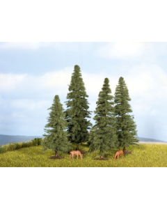 H0 Dennenbomen, 4 stuks, 8 - 12 cm hoog Noch 25232