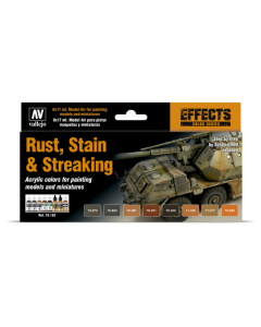 Rust, Stain & Streaking Model Color Paint Set, 8 kleuren Vallejo 70183