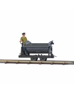H0f Kiepwagen met rem en figuur (veldbaan) Busch 12219