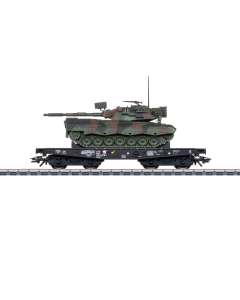 Marklin 48878 H0 DB Zwaarlast platte wagon Rlmmps met Leopard 1A1 Tank Deutsche Bundeswehr