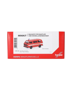 H0 Volkswagen (VW) T3 bus "Feuerwehr" (Minikit), rood Herpa 012591002