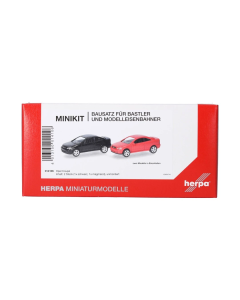 H0 Opel Coupé (2000), Zwart en Magma Rood (Minikit), 2 stuks Herpa 014106