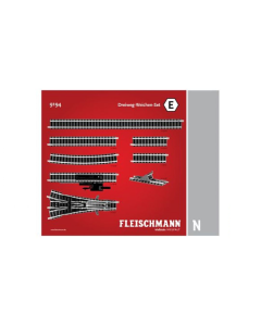 N Railuitbreidingsset Driewegwisselset E, Piccolo Fleischmann 9194