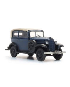 H0 Opel P4 kap omhoog, blauw (ready made) - Artitec 387.646 Artitec 387646