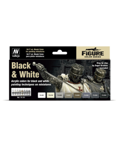 Black & White Model Color Paint Set, 8 kleuren - Vallejo 70151 Vallejo 70151