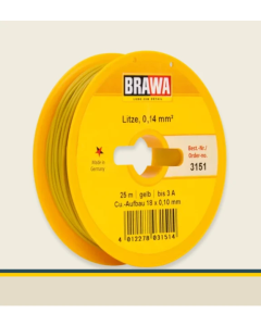 Brawa 3151 Draad 0.14mm², 25 meter, geel
