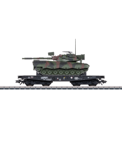Marklin 48877 H0 DB Zwaarlast platte wagon Rlmmps met Leopard 1A1 Tank Deutsche Bundeswehr