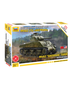 1/72 M4A2 "Sherman" 75mm Medium Tank, snap fit Zvezda 5063