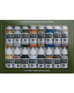 Folkstone Basics Model Color Paint Set, 16 kleuren Vallejo 70101