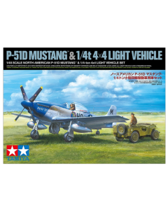 1/48 U.S. P-51D Mustang & 1/4 ton 4x4 Light Vehicle Set Tamiya 25205