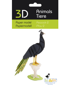 3D-model, pauw 2, lasergesneden speciaal bewerkt karton Fridolin 11754