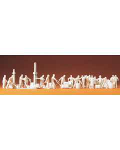 H0 Goederenloodspersoneel onbeschilderd 21 stuks Preiser 16348