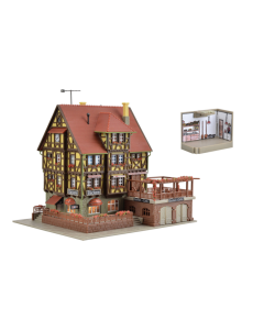 N Bakerij met tuincafé, interieur en Led-verlichting, functionele kit Vollmer 47688