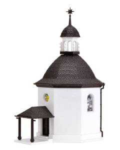N Silent Night Memorial Chapel met LED-verlichting en Kunstsneeuw, functionele kit Vollmer 47612