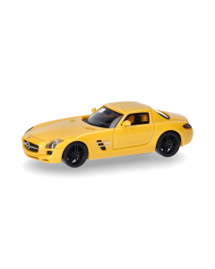 H0 Mercedes-Benz SLS AMG (zwarte velgen), geel metallic Herpa 430784003