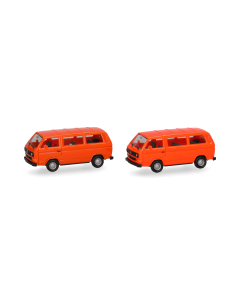 H0 VW T3 Bus (Minikit), 2 stuks - felrood en oranje Herpa 013093006