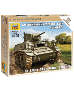 1/100 US "Stuart" M3A1 Light Tank, snap fit "Art of Tactic" Zvezda 6265