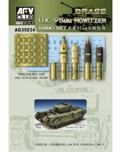 1/35 U.K. 95mm Howitzer Ammo Set for Cromwell Mk IV & Churchill Mk V (Brass) AFV-Club AG35034