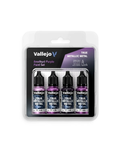 True Metallic Metal Paint Set - Amethyst Purple (Light, Base, Shade & Airbrush) Vallejo 77255