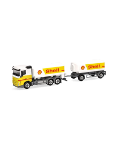 H0 Volvo FH FD 2020, brandstoftransport Shell met aanhanger Herpa 316071