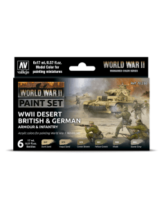 Desert Armour & Infantry WWII Model Color Paint Set, 6 kleuren - Vallejo 70208 Vallejo 70208