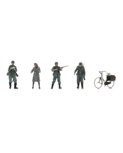 1/72 WM Controle + vrouw op fiets (4x) (bouwpakket) Artitec 7720007